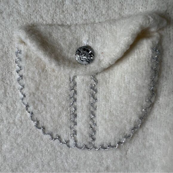 Lucidity Womens Wool Blend Cream Rhinestone Button Quiet Luxury Cardigan Large - Picture 6 of 8